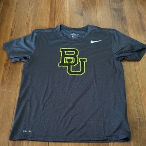 Baylor Nike Men's Dark Gray Tee with Yellow Logo